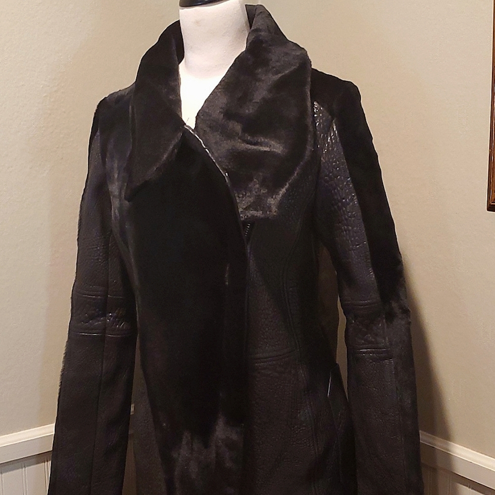 NWT KARIGAM lamb leather & fur coat super rare